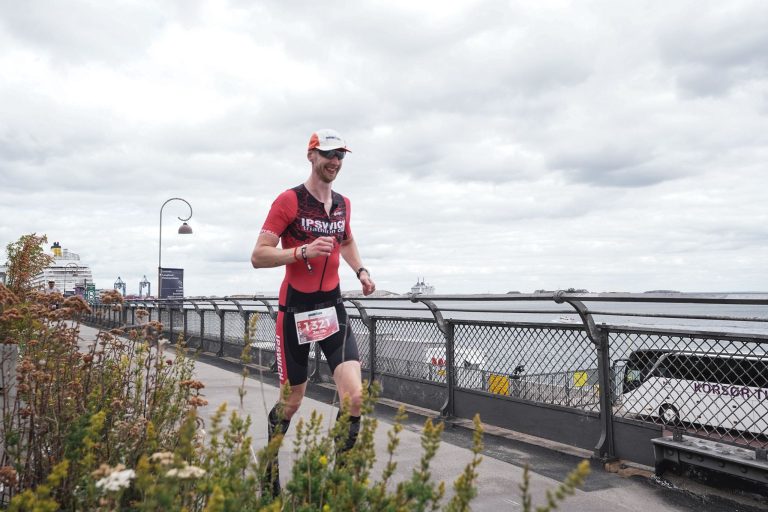 Jacob still managing to smile on the run!