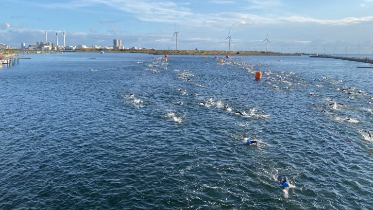 The turnaround point on the swim, captured by James